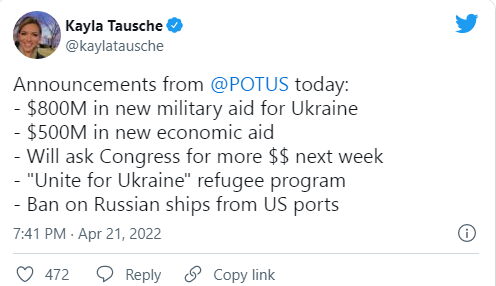 Biden Unveils Another $800 Million Military Aid Package For Ukraine ...
